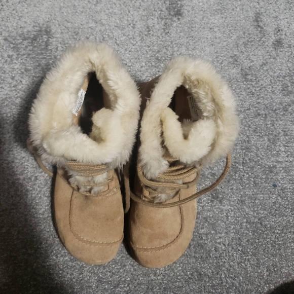 Report Sierra Leather Faur Boots Womens Size 7.5 Shearling Tan Platform - Picture 9 of 16